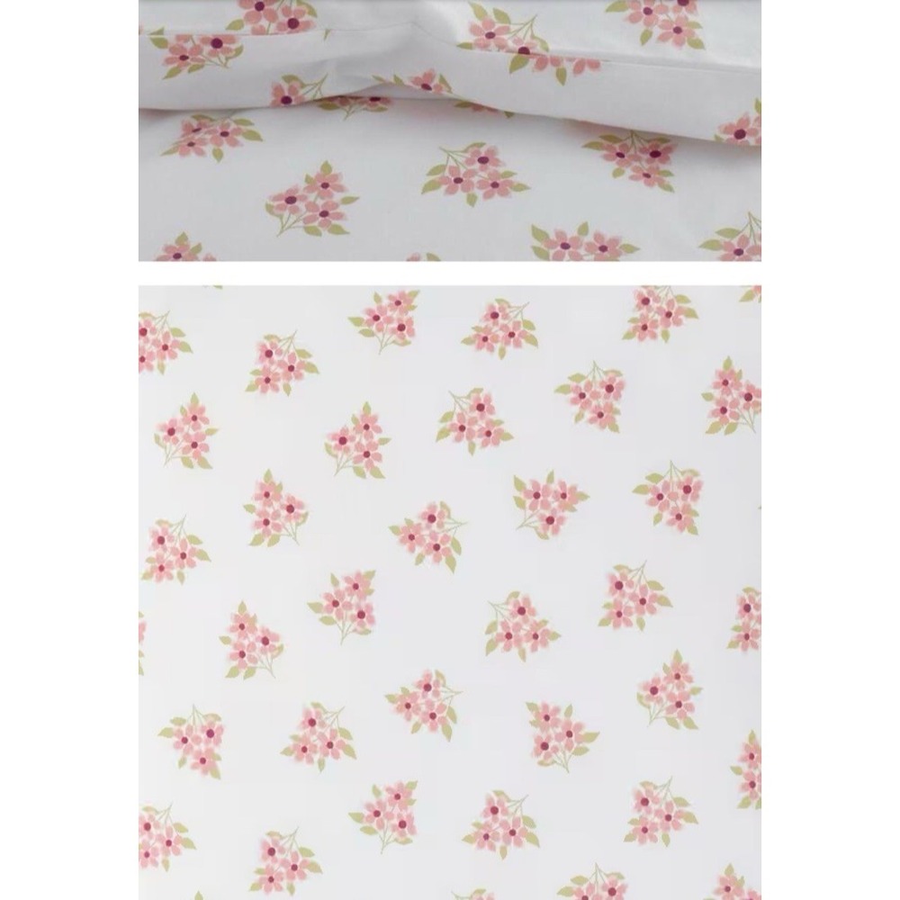 The Company Store Floral Sunshine & Blooms Queen Fitted Flat Sheet Set Cotton